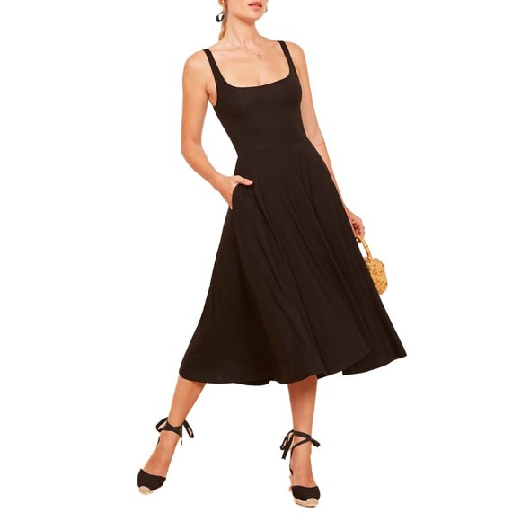 Reformation Rou Knit Midi Dress, Black, Small - Picture 1 of 4